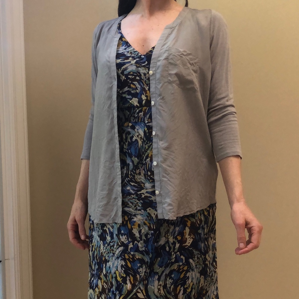 Joie Soft | Grey Silk Button Down Top